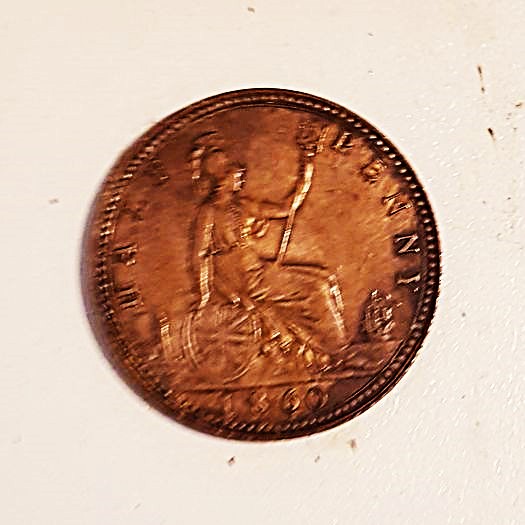  GB/UK 1860 Victoria 1 Penny in VZGL+.!   