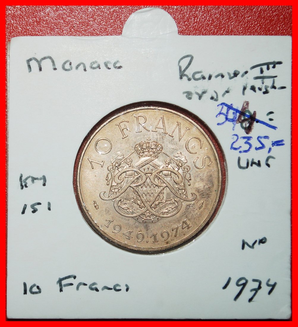 Ⰿ FRANKREICH: MONACO ★ 10 FRANCS 1949-1974 STG STEMPELGLANZ! RAINIER III. (1949-2005)★OHNE VORBEHALT