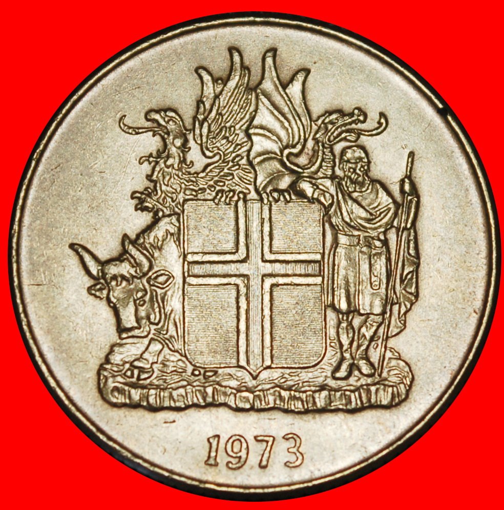  Ⰿ GREAT BRITAIN AND CANADA (1957-1975): ICELAND ★ 1 CROWN 1973 4 SPIRITS!★LOW START★ NO RESERVE!   