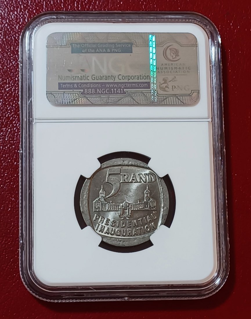  1994 South Africa Presidential Inauguration Five Rand R5 NGC MS63   