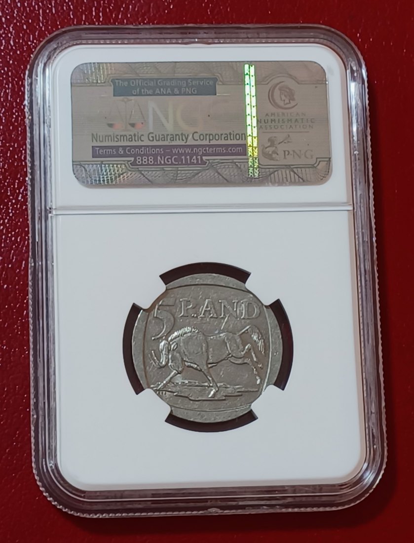  2000 South Africa Nelson Mandela ~Smiley~ Five Rand R5 NGC AU58   