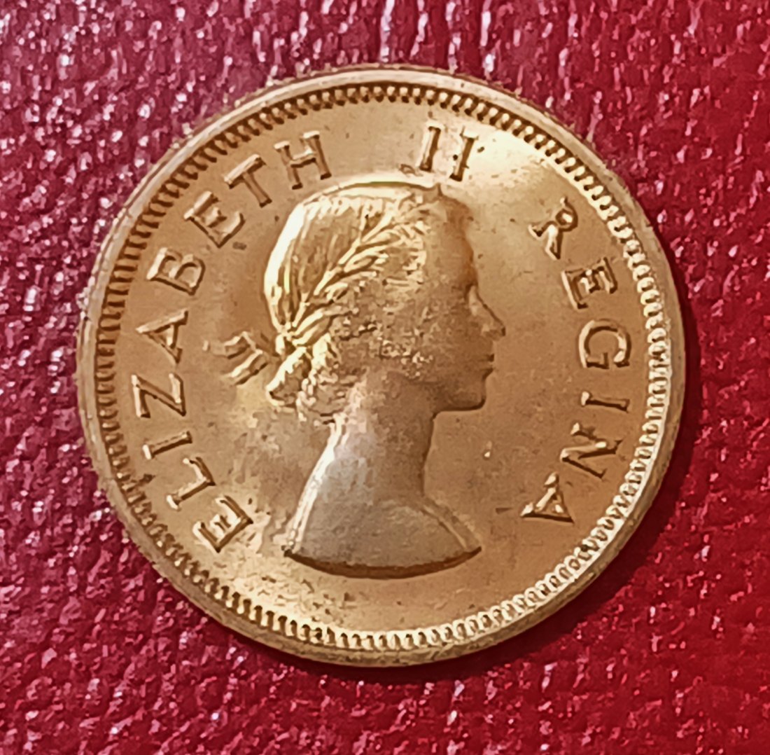  1956 BU UNC South Africa Sparrows Elizabeth II Quarter Penny ¼P   