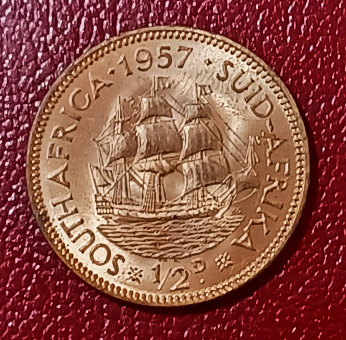  1957 South Africa Dromedaris Elizabeth II Half Penny ½ D   