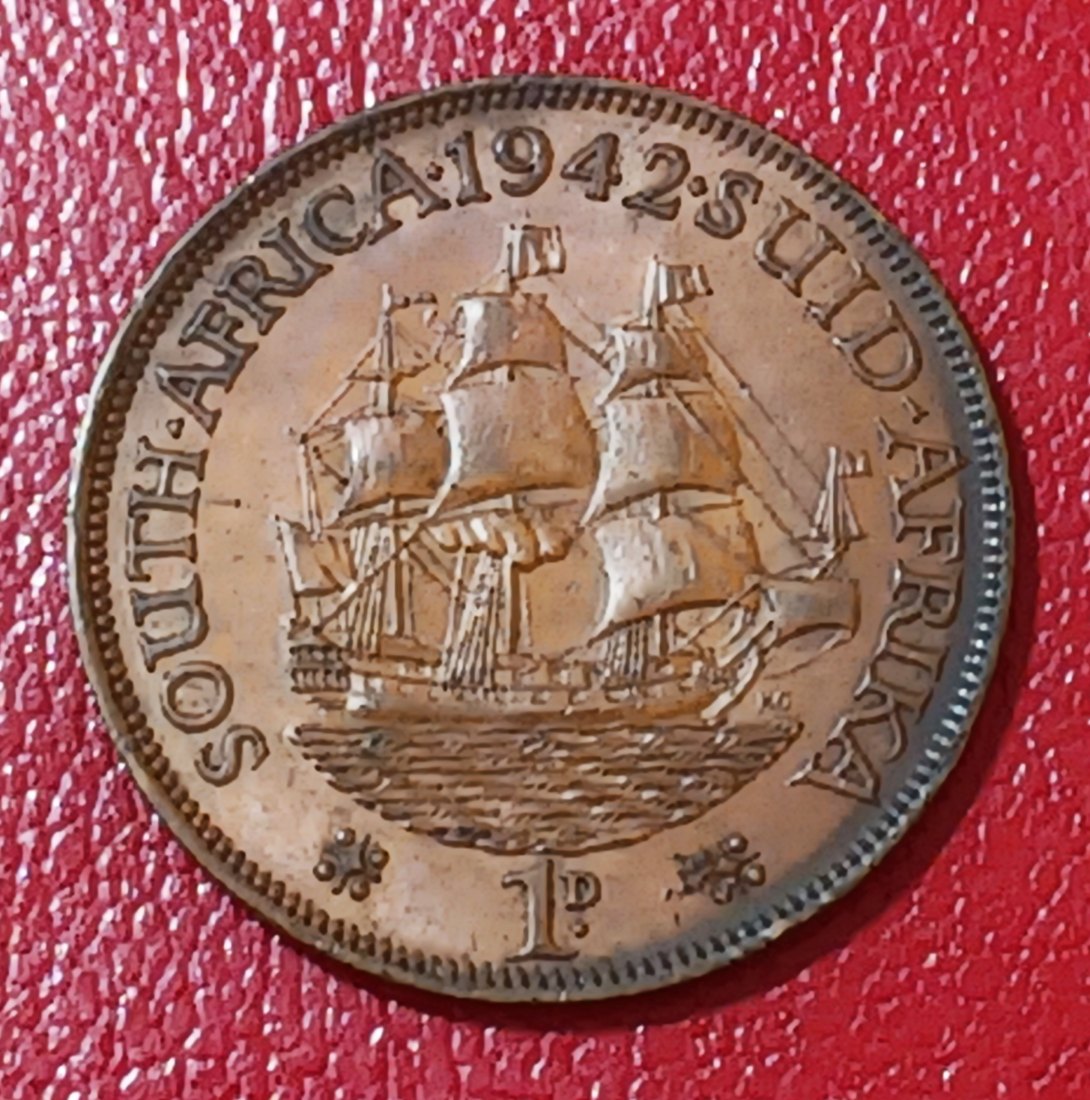  1942 South Africa Dromedaris George VI One Penny 1D   