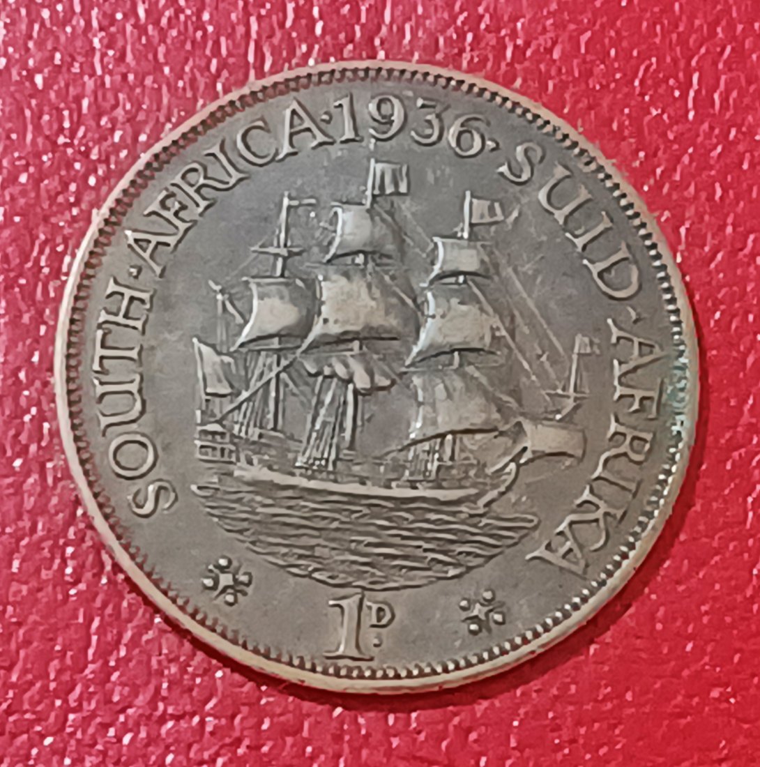  1936 South Africa Dromedaris George V One Penny 1D   