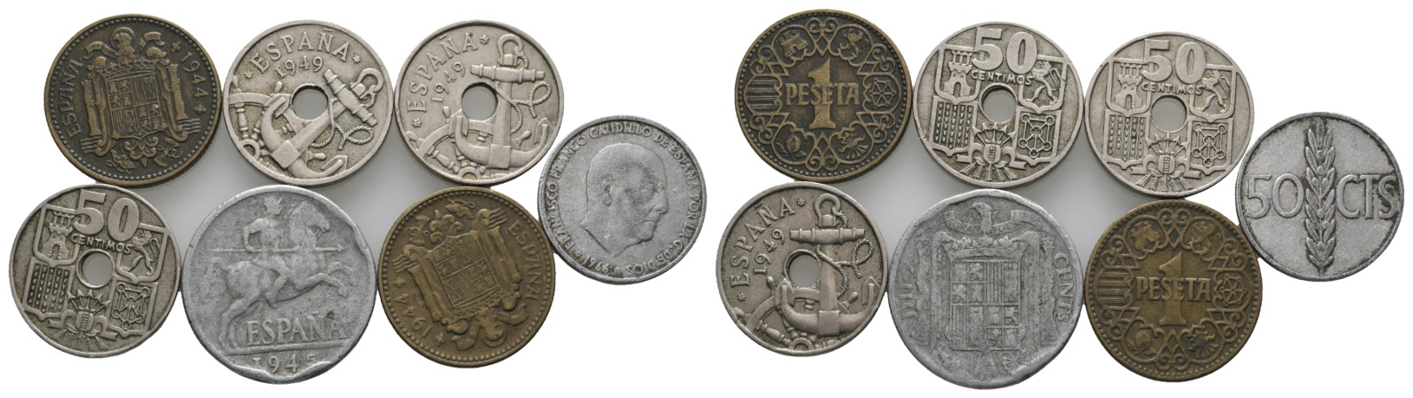  Ausland; Spanien; Kleinmünzen ( 7 Stück )   