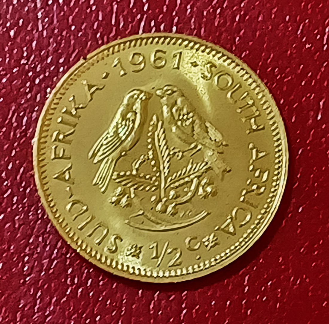  1961 South Africa Proof Van Riebeeck Wagon Half Cent Mintage 7,530   