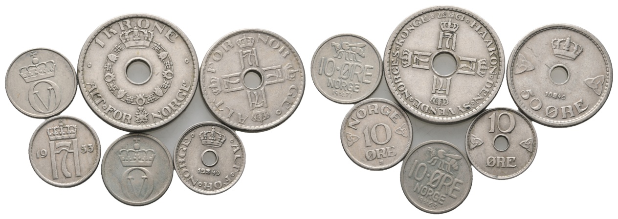  Ausland; Norwegen; Kleinmünzen ( 6 Stück )   
