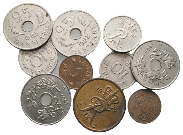  Ausland; Dänemark; Lot Kleinmünzen ( 10 Stück )   