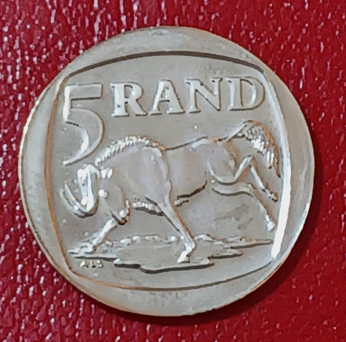  1994 South Africa BU UNC Wildebeest Five Rand R5   