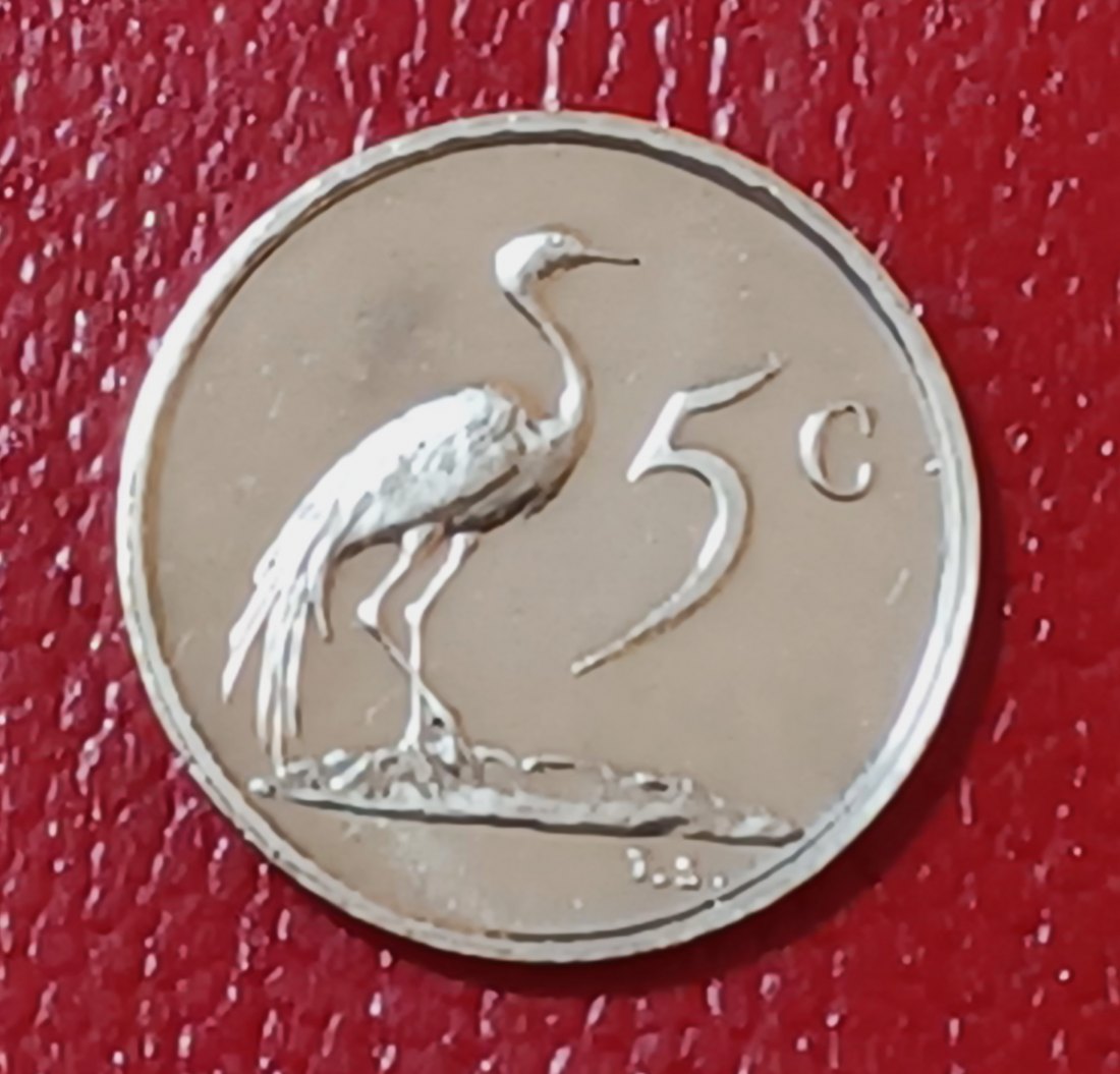  1979 South Africa PROOF Blue Crane Diederichs Five Cents 5c Mintage 17,000   