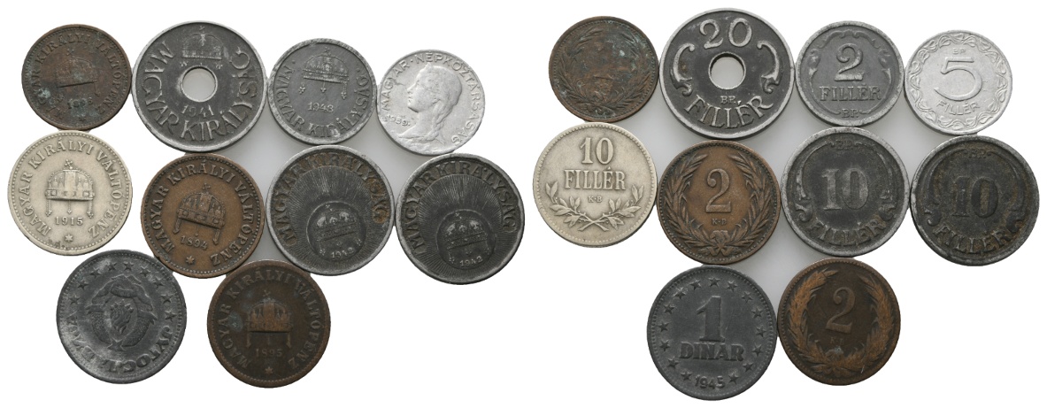  Ausland; Ungarn; Lot Kleinmünzen ( 10 Stück )   