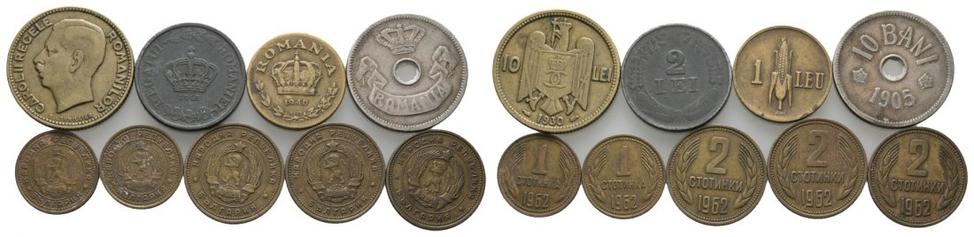  Ausland; Rumänien & Bulgarien; Lot Kleinmünzen ( 9 Stück )   