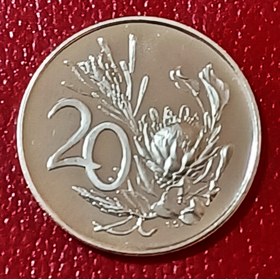  1971 South Africa Proof African Protea Twenty Cent 20c Mintage 12,000   