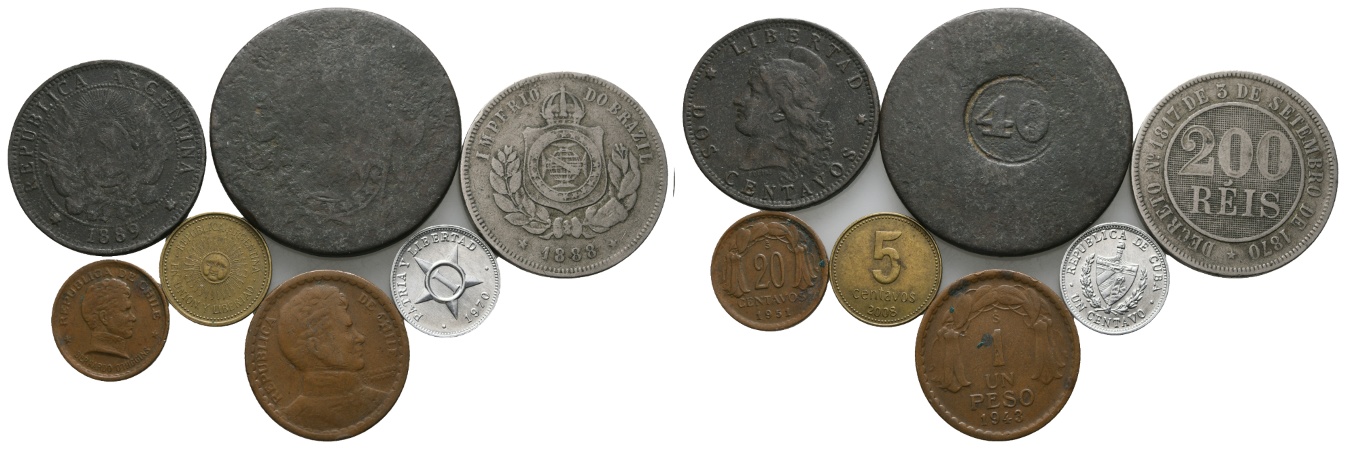  Ausland; Chile / Kuba / Brasilien / Argentinien; Lot Kleinmünzen ( 7 Stück )   