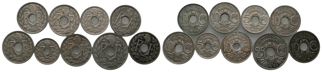  Ausland; Frankreich; Lot Kleinmünzen ( 9 Stück )   