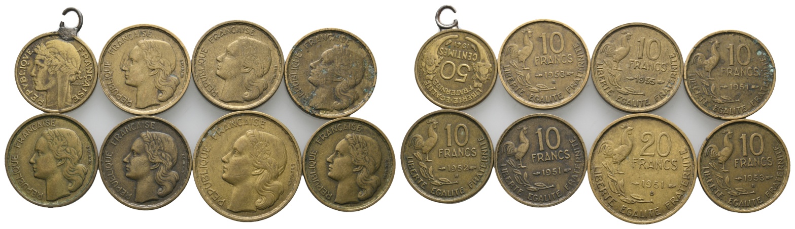  Ausland; Frankreich; Lot Kleinmünzen ( 8 Stück )   