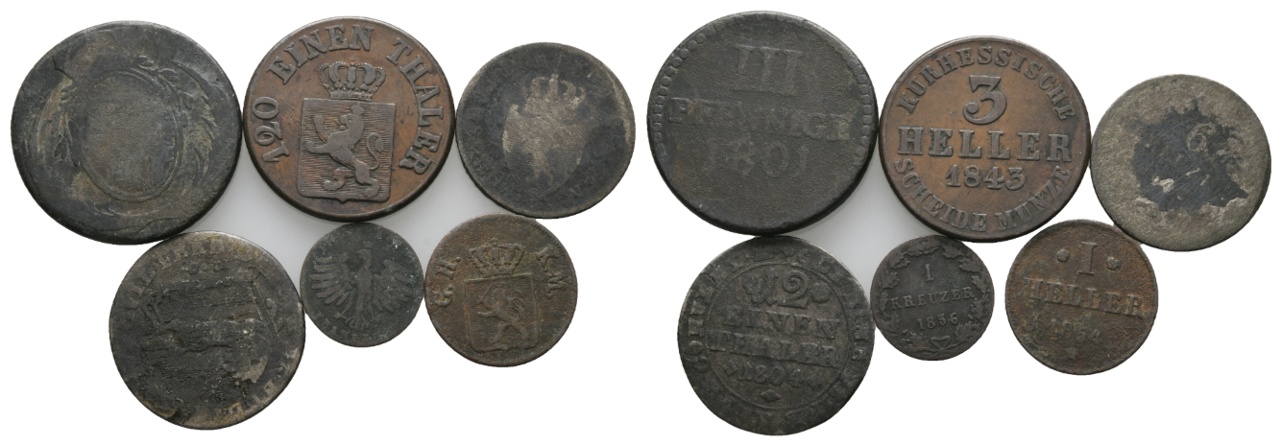  Altdeutschland; 6 Kleinmünzen   