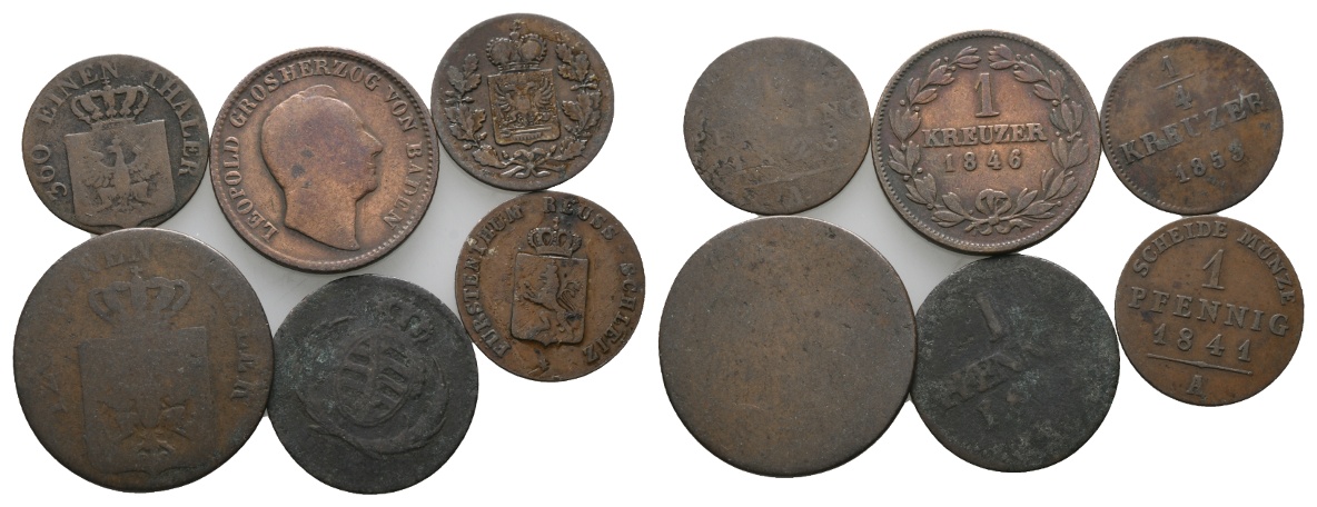  Altdeutschland; 6 Kleinmünzen   