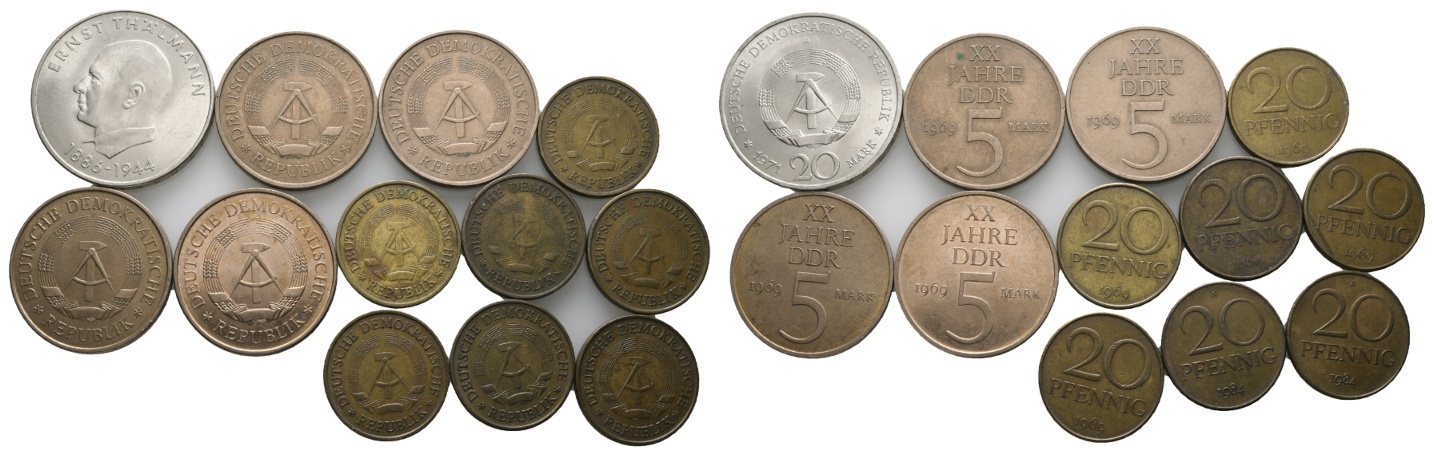  DDR; Lot Kleinmünzen (12 Stück)   