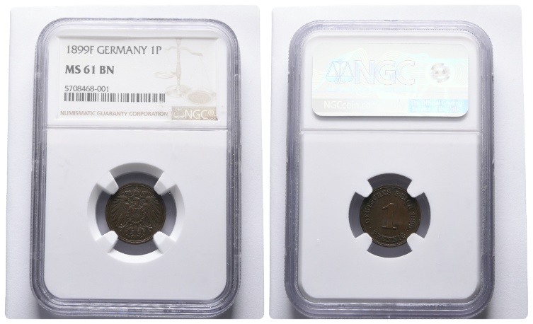  Deutsches Reich; 1 Pfennig 1899; Im Plastic Holder NGC   