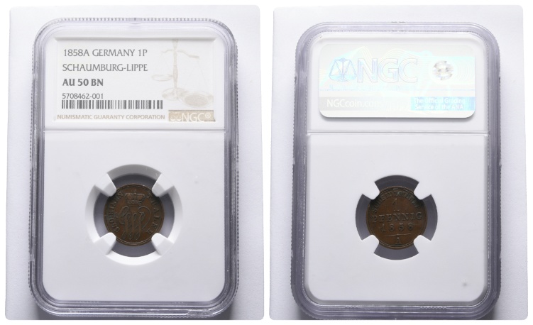  Altdeutschland; 1 Pfennig 1858; Im Plastic Holder NGC   