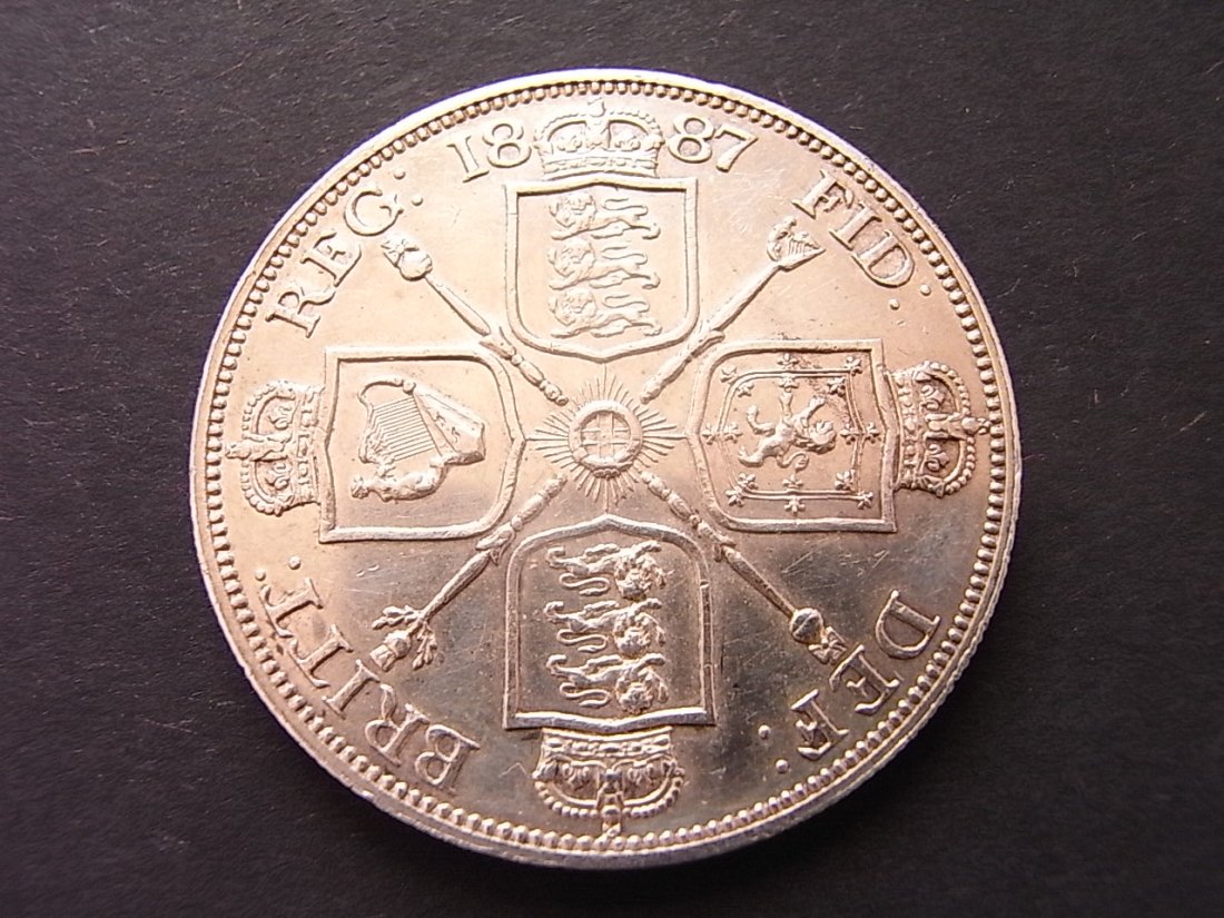  Großbritannien 2 Florin 1887 vzgl Silber 22,56gr.   