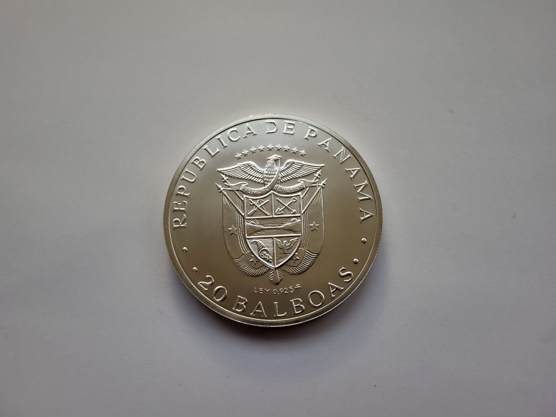  20 Balboas 1973 Simon Bolivar Ley 925/131,1g silber Panama Spittalgold9800 (00   