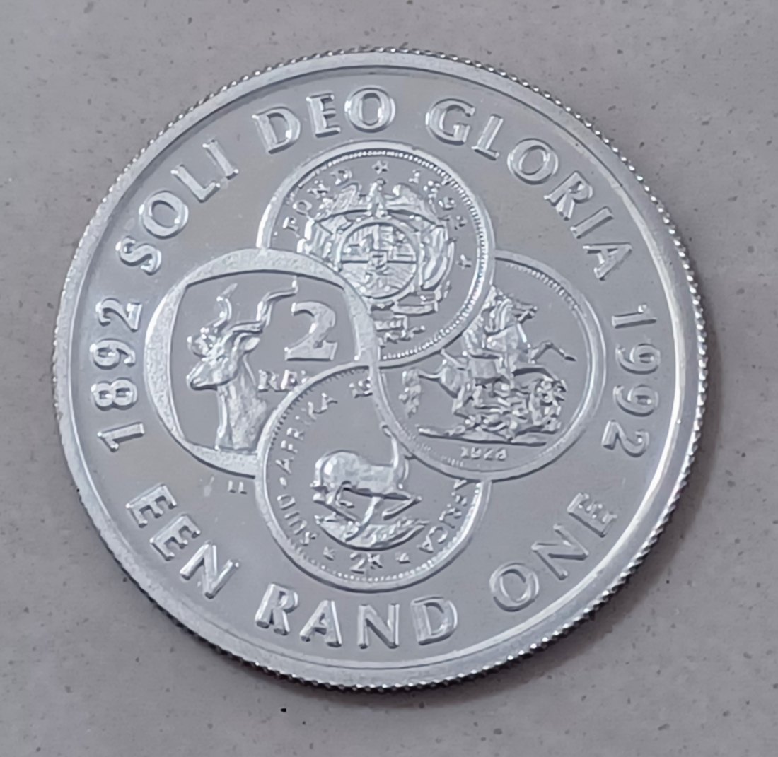  1992 South Africa PROOF Banking 100 Years One Rand R1 MINTAGE 8,094 92.5% Silver 15g   