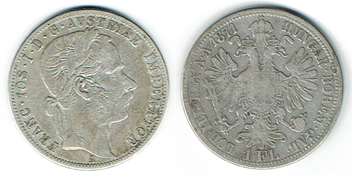  SZAIVERT KAISERREICH ÖSTERREICH FRANZ JOSEPH GULDEN 1871 A WIEN   