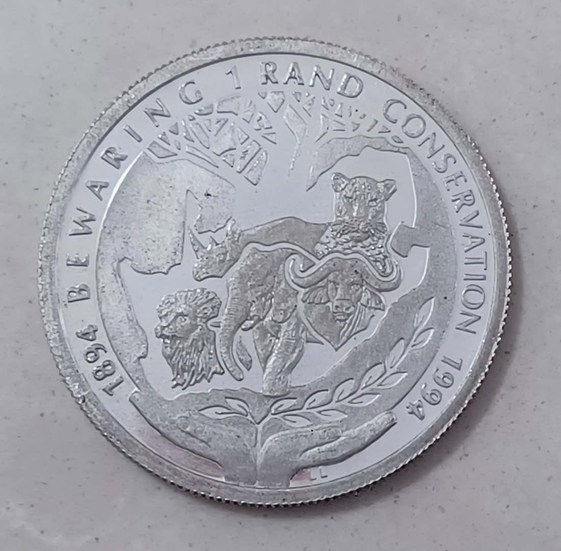  1994 South Africa PROOF Nature Conservation 100 Years One Rand R1 MINTAGE 4,706 92.5% Silver 15g   