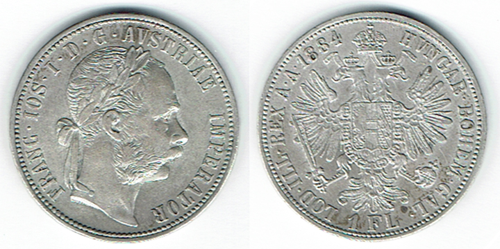  SZAIVERT KAISERREICH ÖSTERREICH FRANZ JOSEPH GULDEN 1884 WIEN   