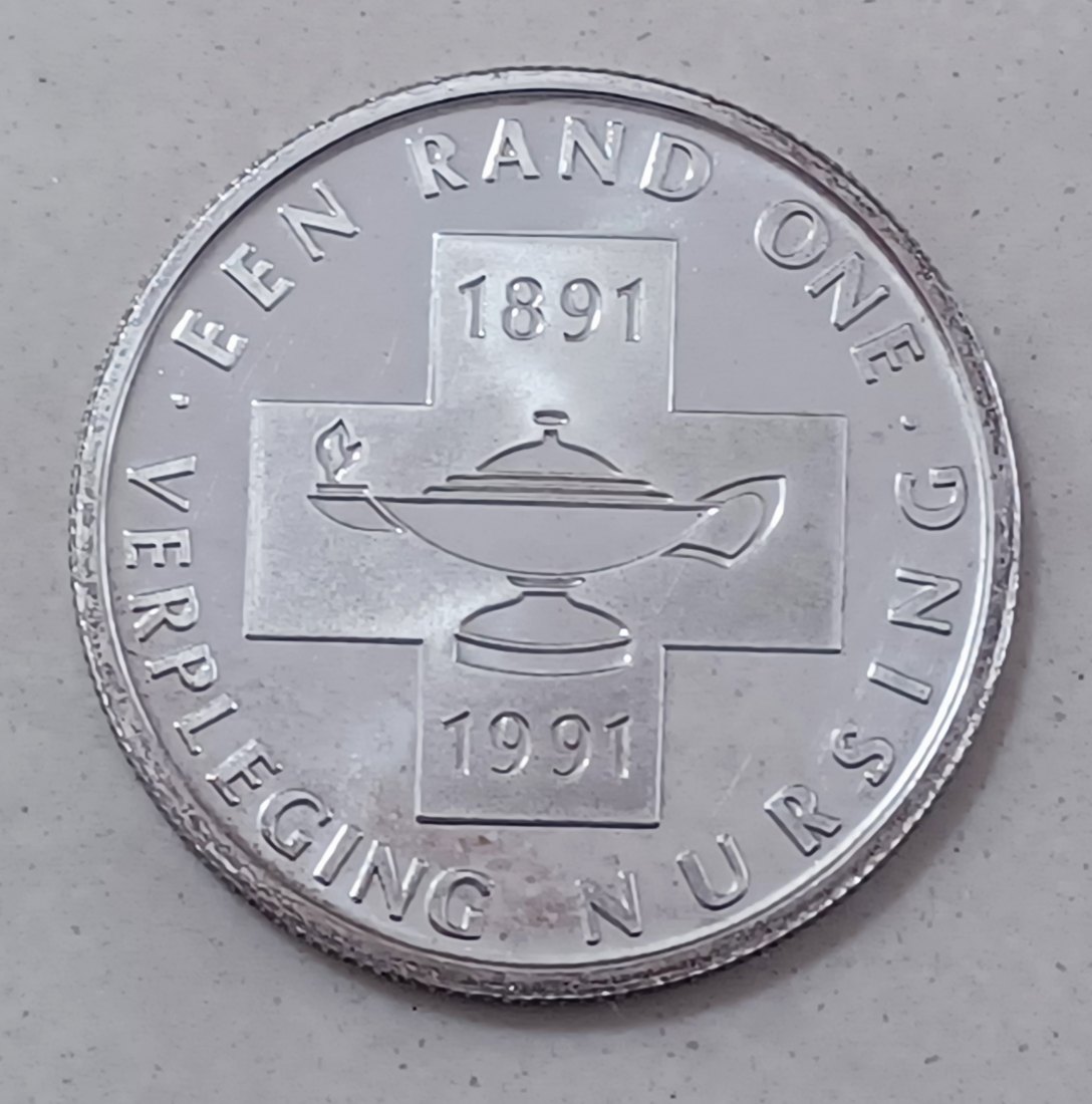  1991 South Africa PROOF Nursing 100 Years One Rand R1 MINTAGE 8,675 92.5% Silver 15g   