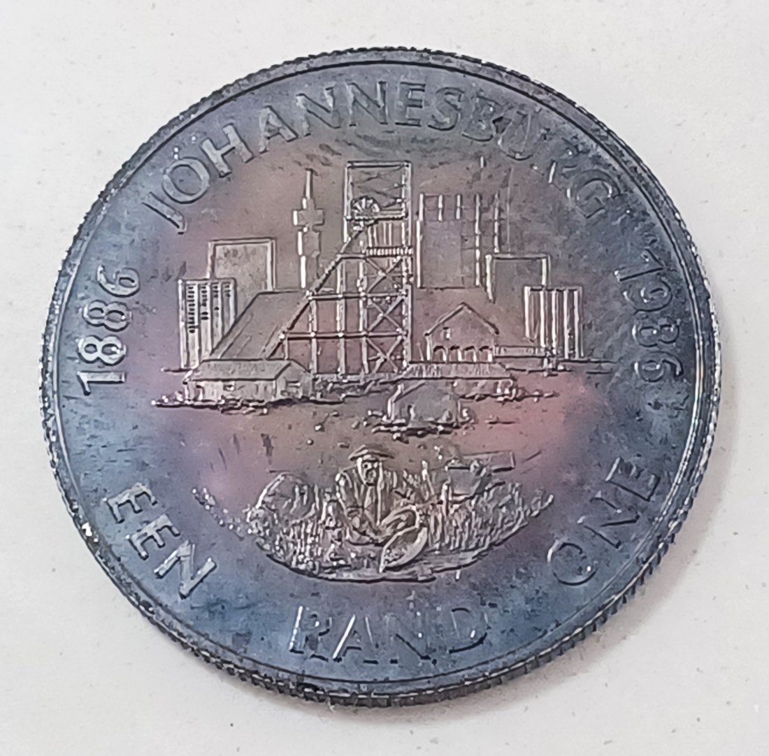  1986 South Africa PROOF Johannesburg Mining 100 Years One Rand R1 MINTAGE 13,183 80% Silver 15g   