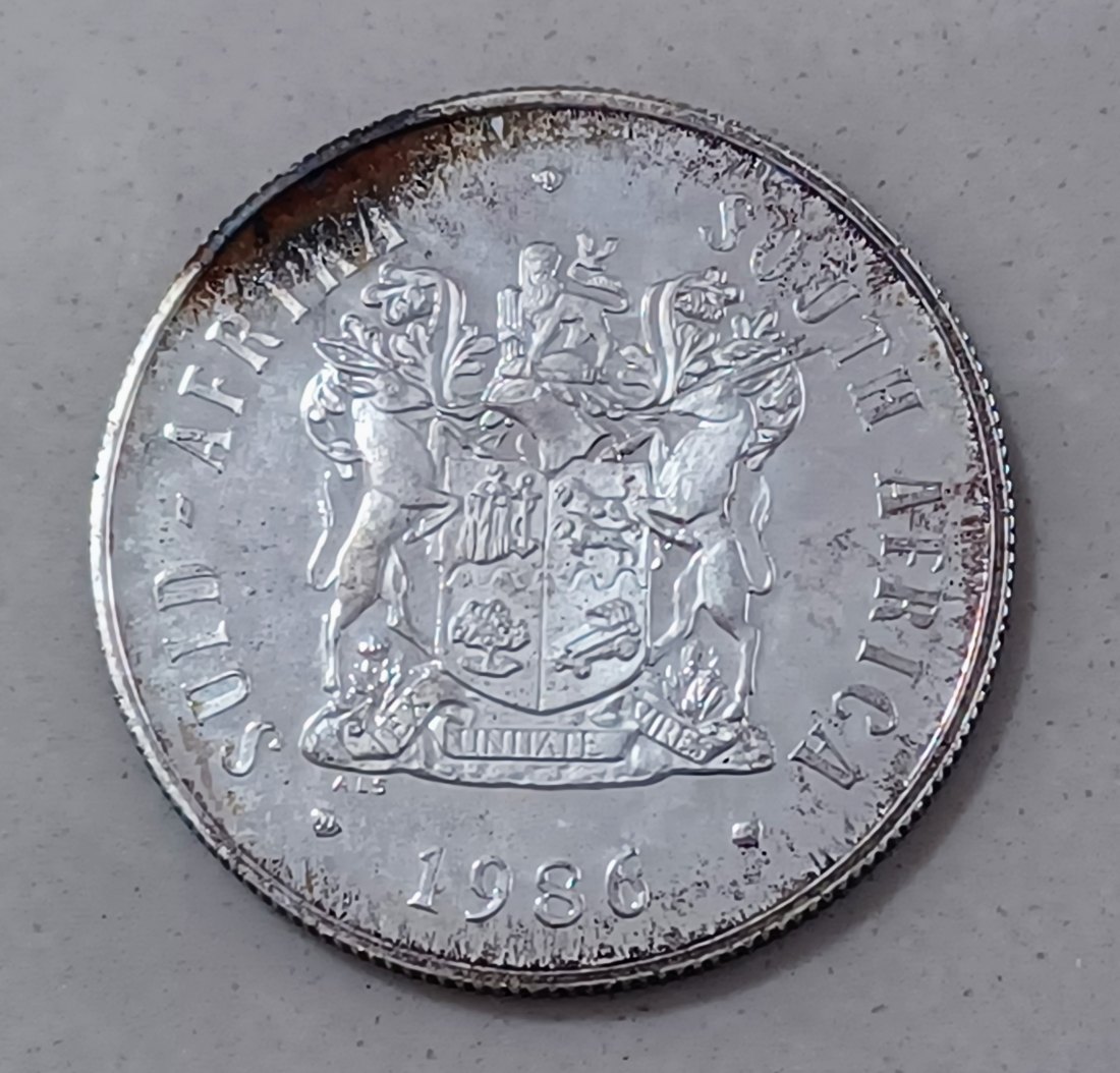  1986 South Africa PROOF Johannesburg Mining 100 Years One Rand R1 MINTAGE 13,183 80% Silver 15g   
