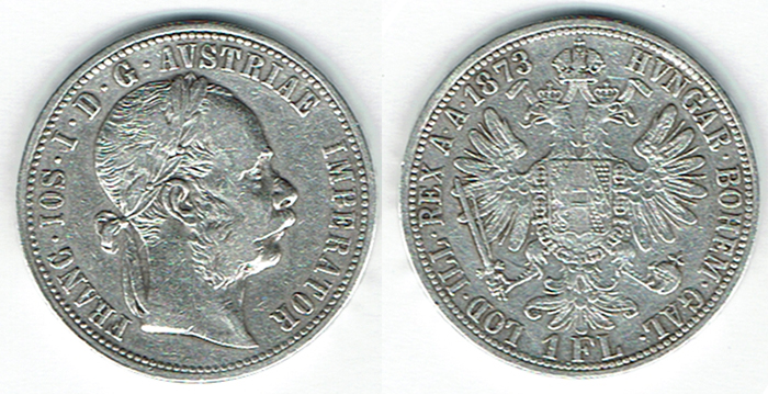  SZAIVERT KAISERREICH ÖSTERREICH FRANZ JOSEPH GULDEN 1873 WIEN   