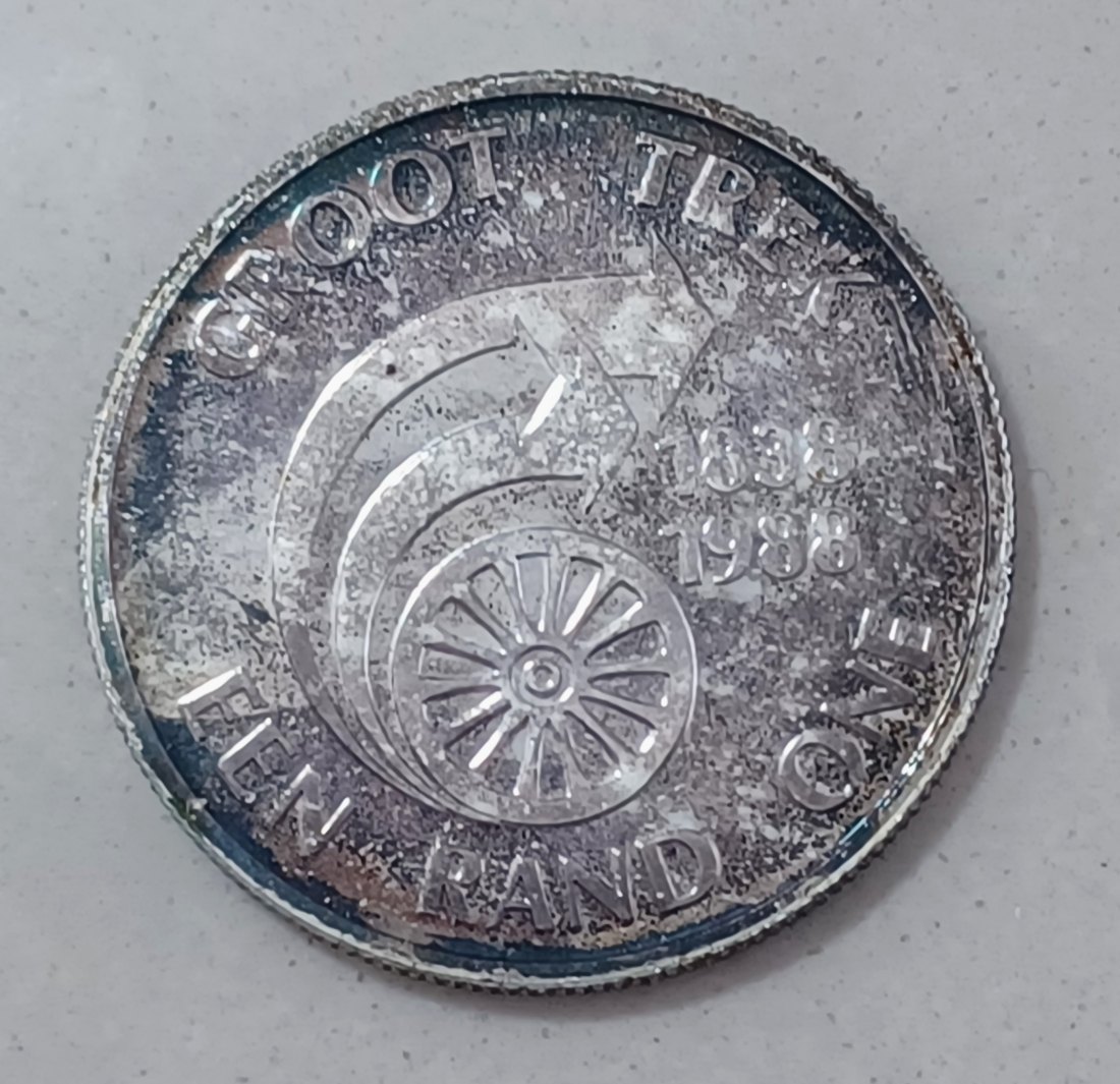  1988 South Africa PROOF Groot Trek 150 Years One Rand R1 MINTAGE 7,943 80% Silver 15g   