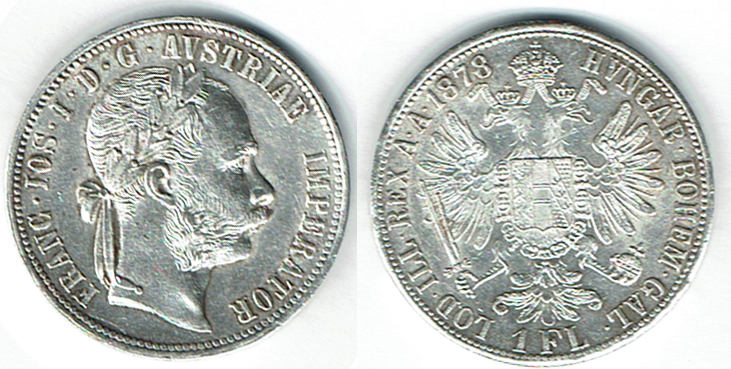  SZAIVERT KAISERREICH ÖSTERREICH FRANZ JOSEPH GULDEN 1878 WIEN   