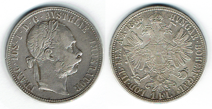  SZAIVERT KAISERREICH ÖSTERREICH FRANZ JOSEPH GULDEN 1885 WIEN   