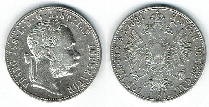  SZAIVERT KAISERREICH ÖSTERREICH FRANZ JOSEPH GULDEN 1881 WIEN   