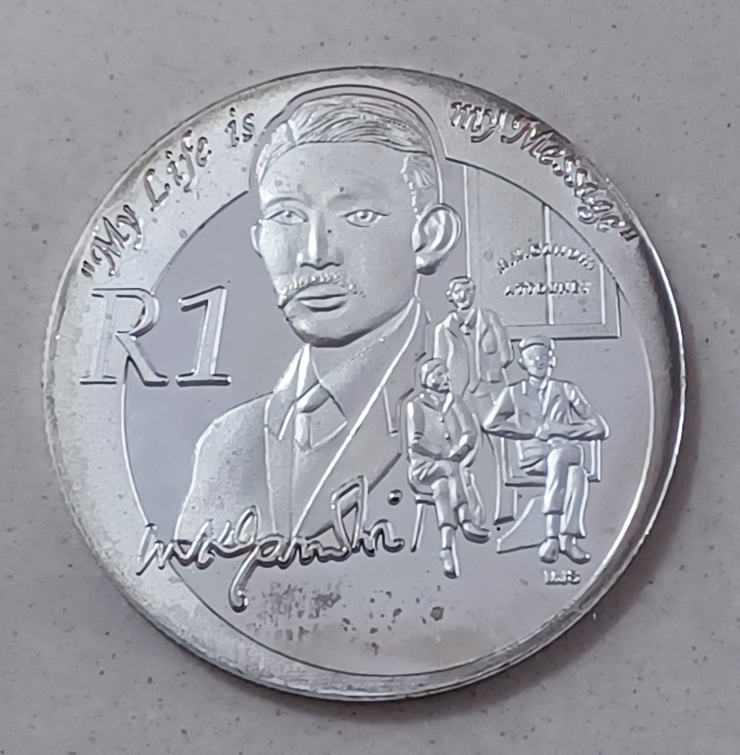  2008 South Africa PROOF Mahatma Gandhi One Rand R1 MINTAGE 6,133 92.5% Silver 15g   
