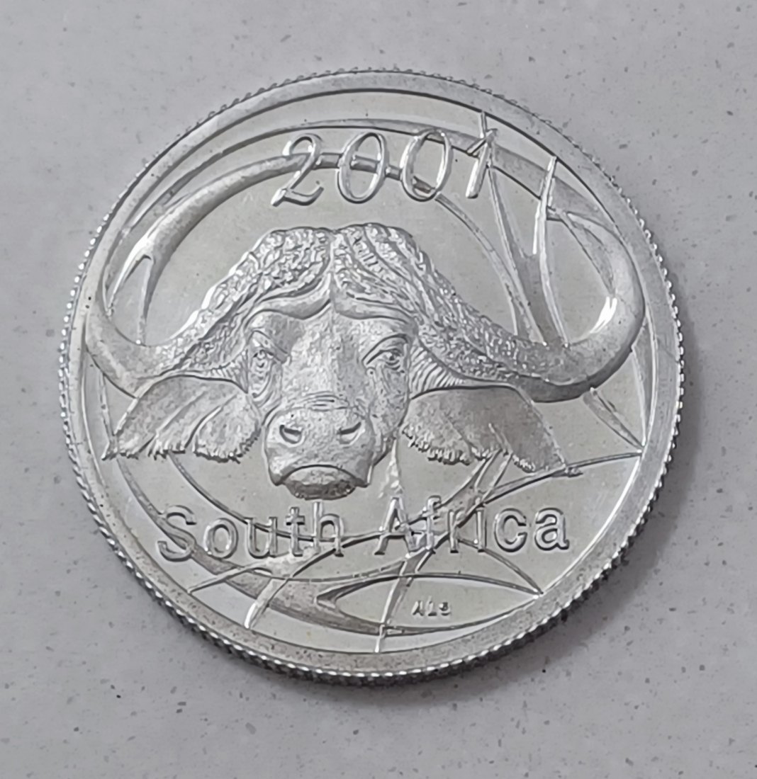  2001 South Africa PROOF African Buffalo Five Cent 5c MINTAGE 1,853 92.5% Silver 8.46g 26.7mm   
