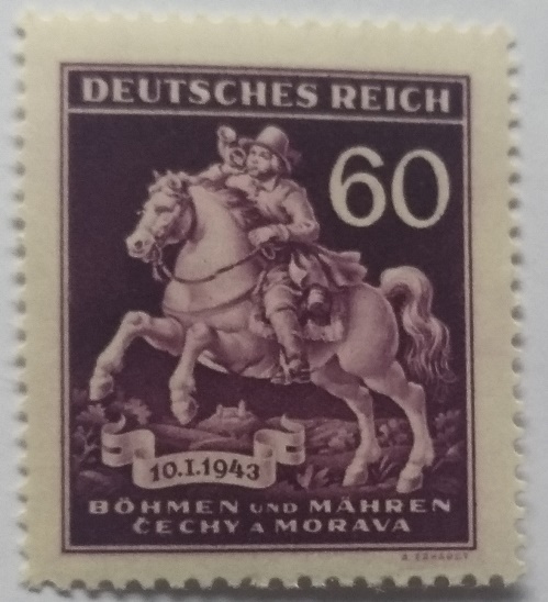  1943, Protectorate of Bohemia and Moravia (German occupation),Stamp Riding postman, Mi DE-BM 113,MNH   
