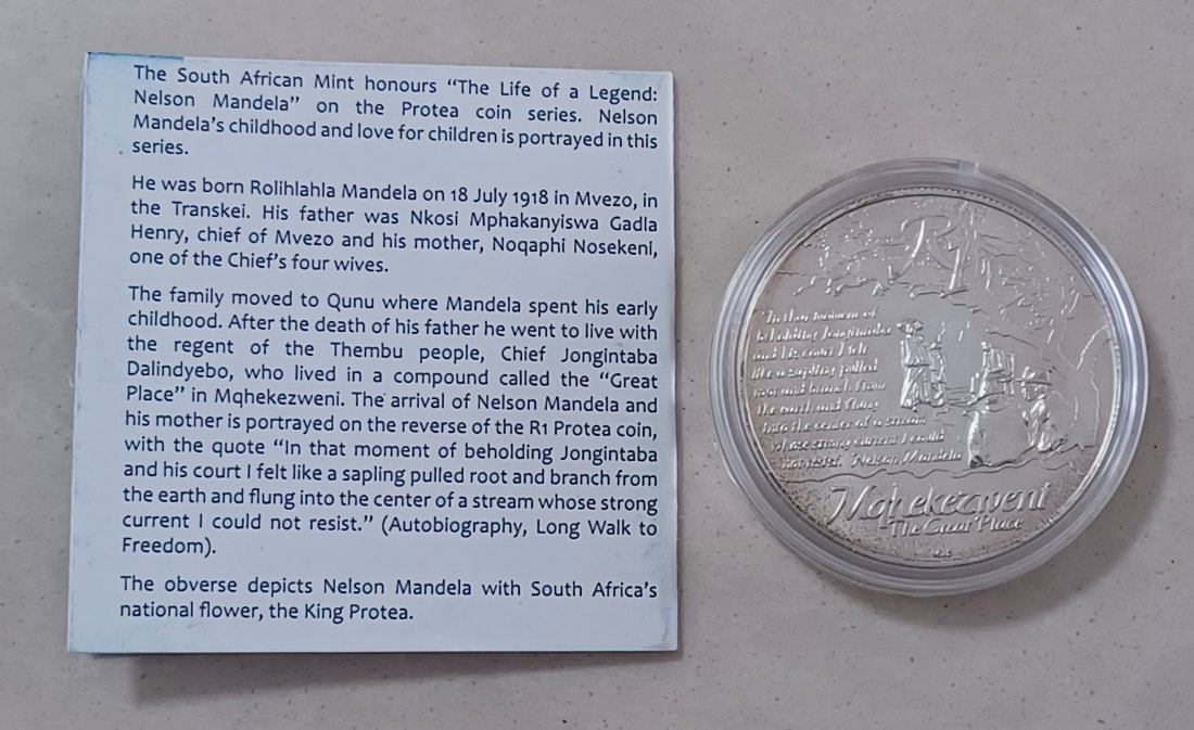  2013 South Africa BU UNC Nelson Mandela Life of Legend One Rand R1 MINTAGE 6,000 COA #2734   