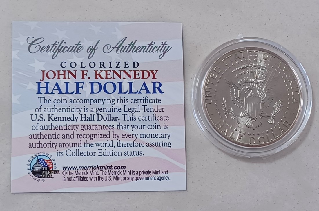  South Africa Nelson Mandela Father of the Nation Colorized John F Kennedy Half Dollar w COA 30.66mm   