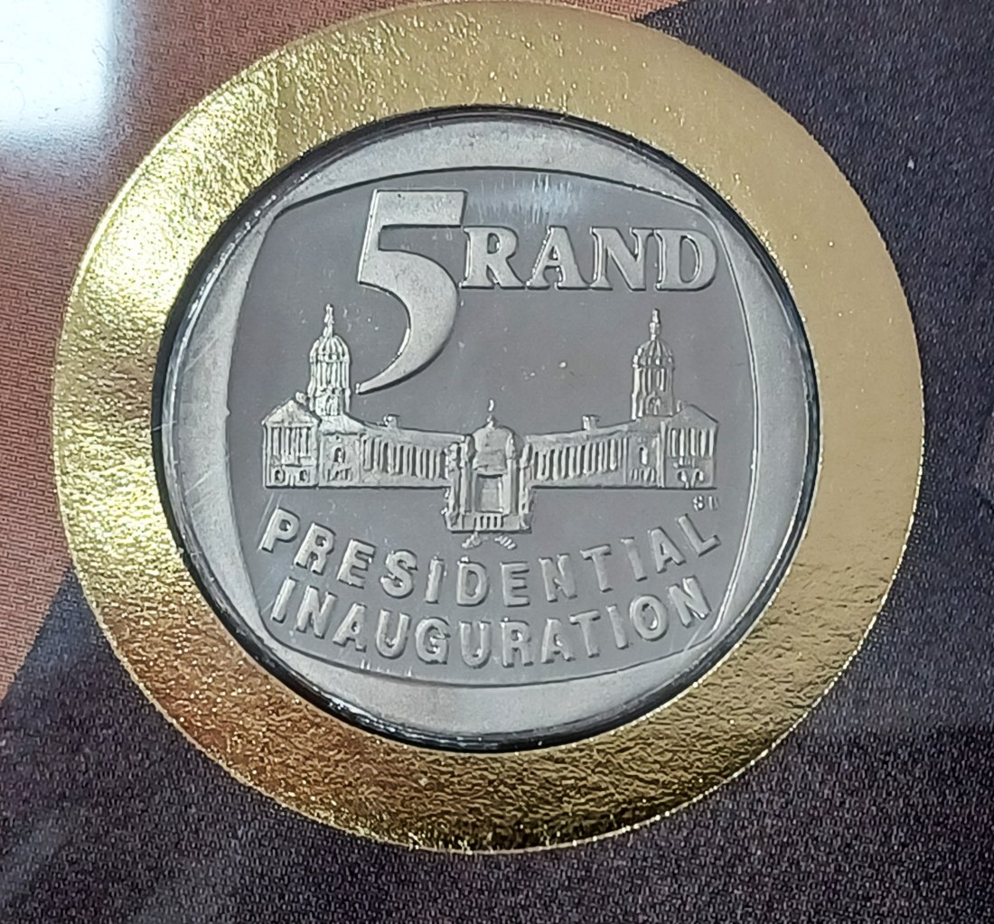  1994 PROOF South Africa Presidential Inauguration Five Rand R5 Mintage 10,000 Presentation Package   