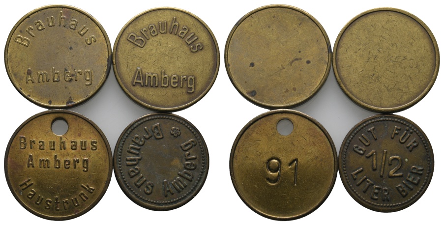  Bayern, Amberg, Brauhaus, Biermarken (4 Stück), Menzel 486   