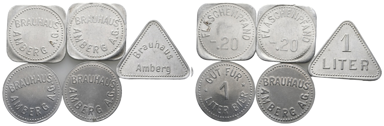  Bayern, Amberg, Brauhaus Amberg AG, Biermarken (5 Stück), Menzel 487   