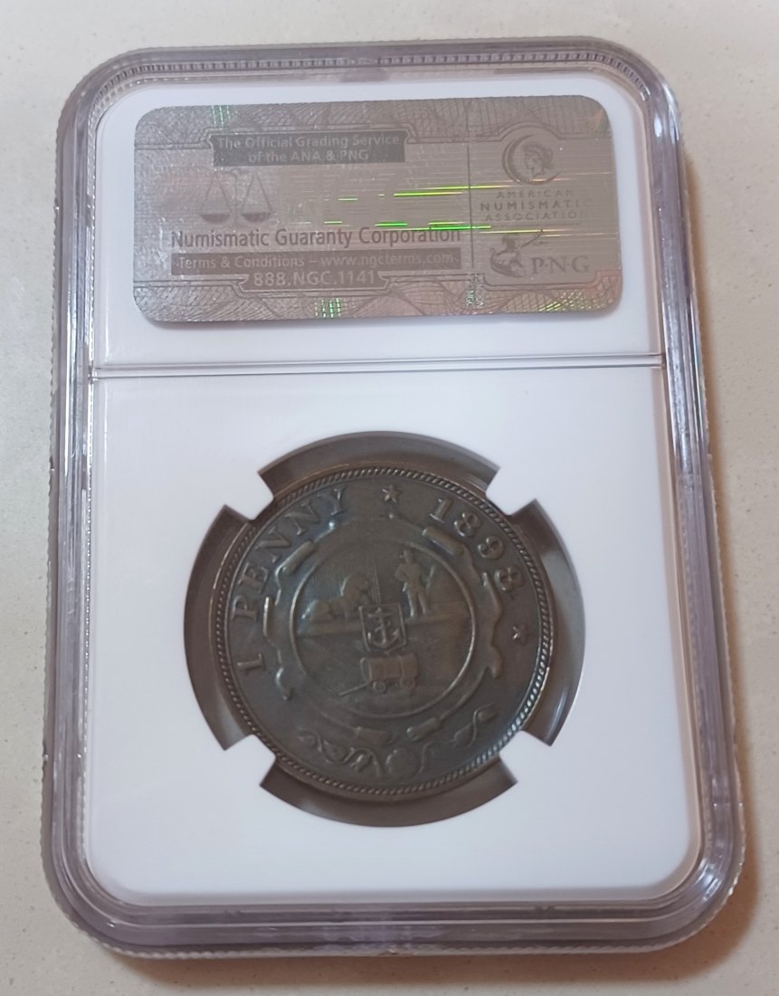  1898 South Africa ZAR Paul Kruger One Penny 1D NGC AU50BN   