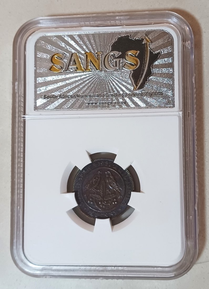  1931 South Africa Sparrows George V Quarter Penny ¼P MINTAGE SANGS MS62BN   